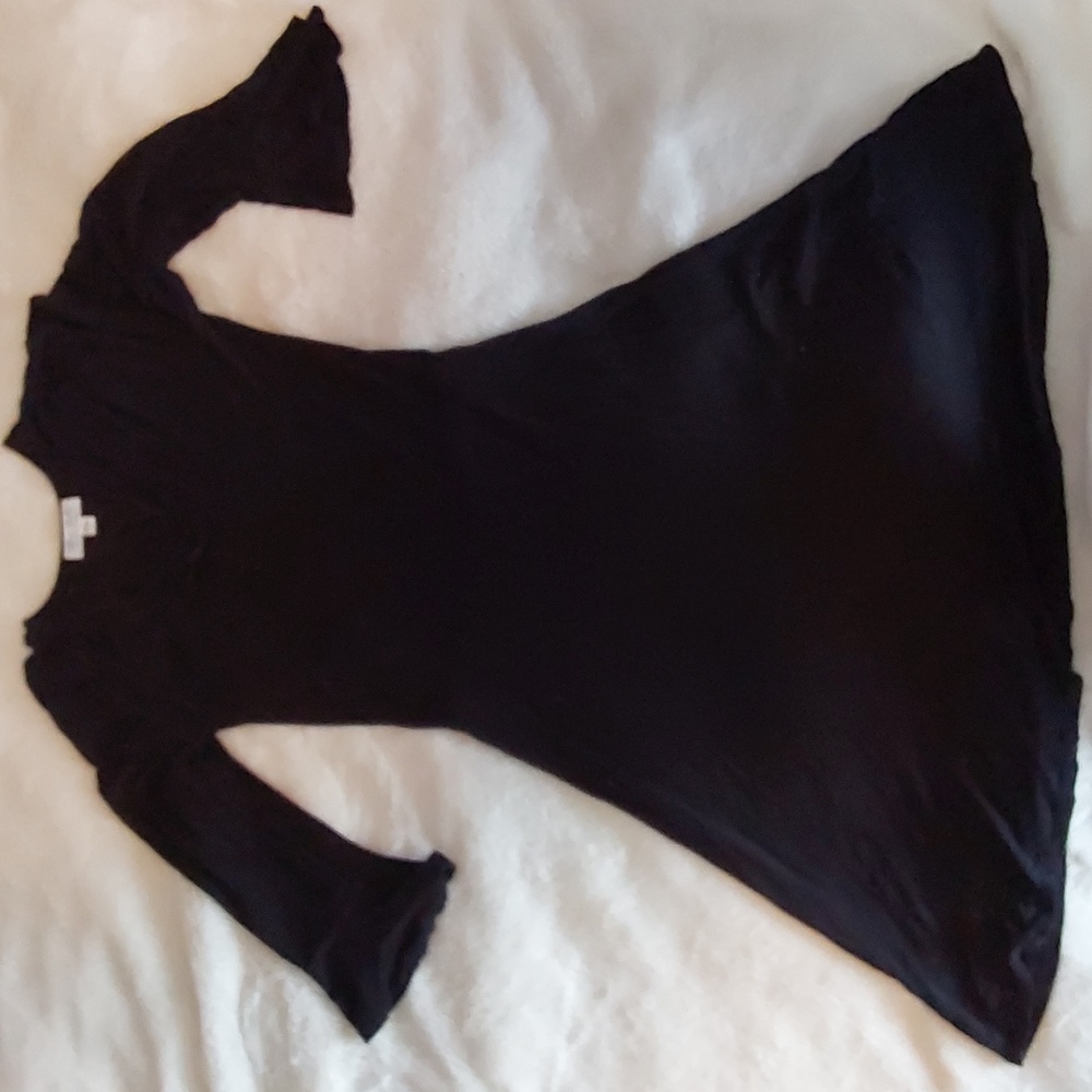 Elegant Black Flared Sleeve Dress